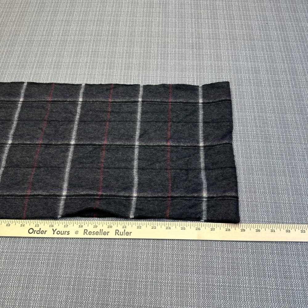 Alan Flusser 100% Cashmere Scarf Gray‎ Plaid Check Fringe Luxury Preppy  56x12